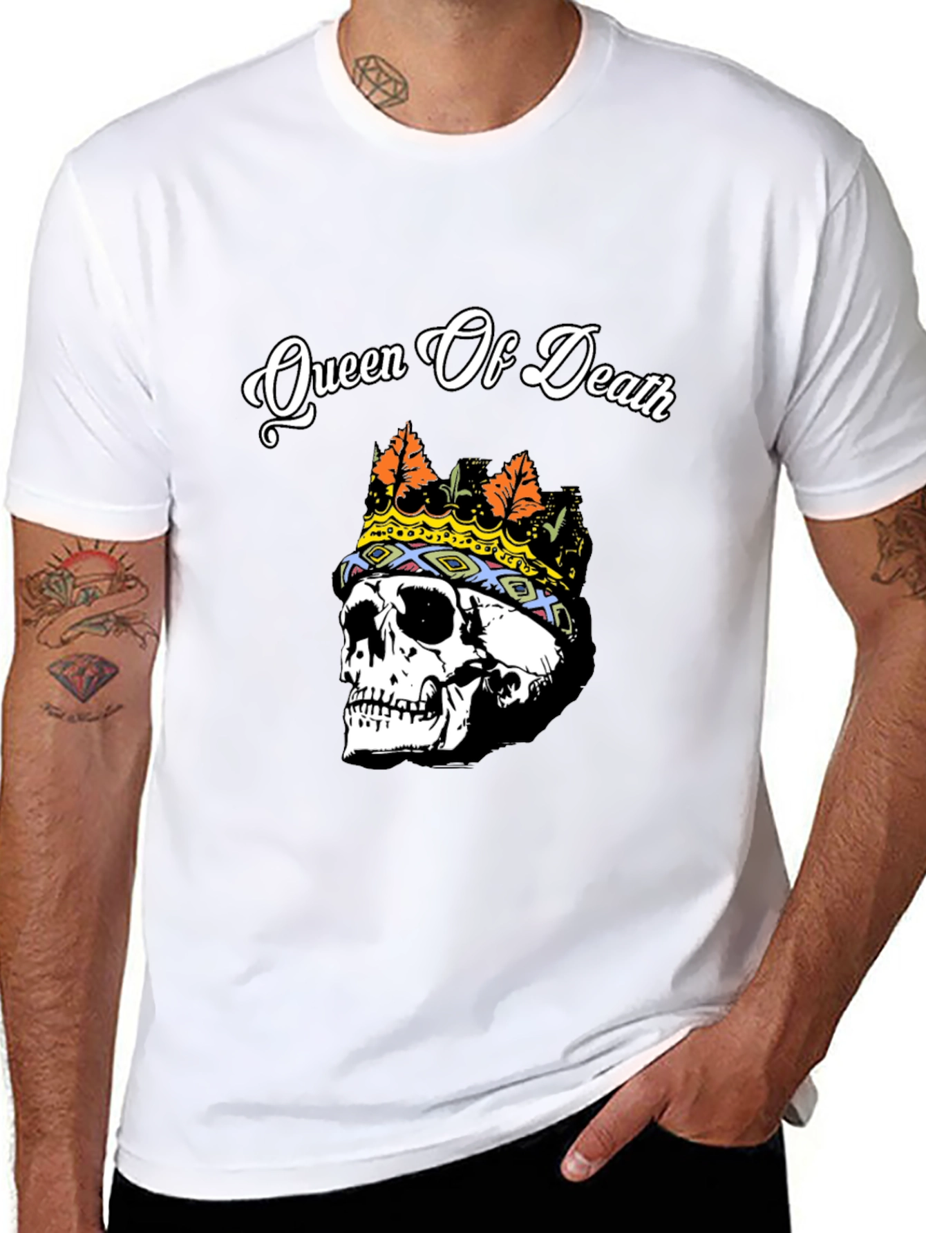 Queen of Death Skull Graphic Tee - Black
