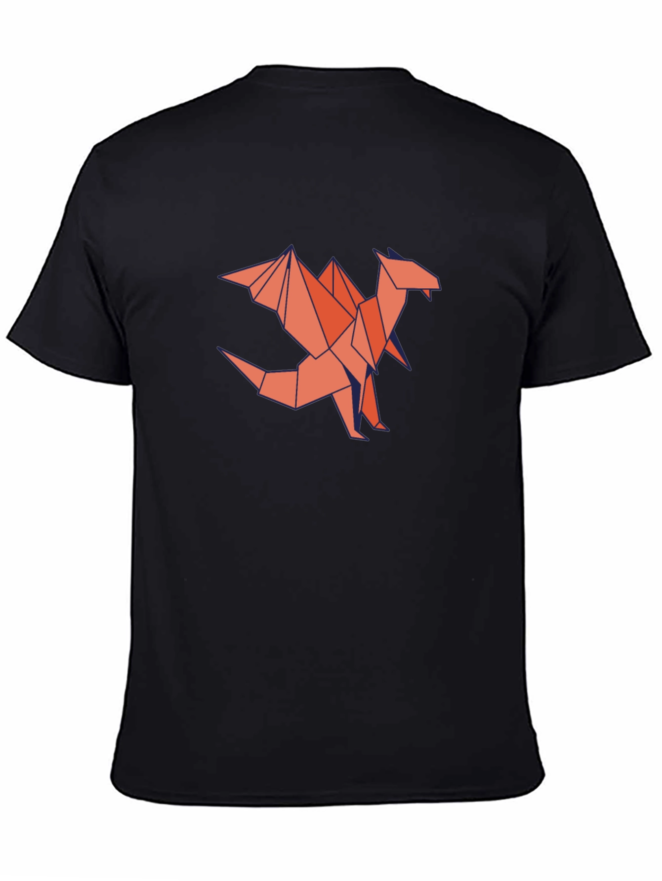 Geometric Dragon Graphic T-Shirt - Black