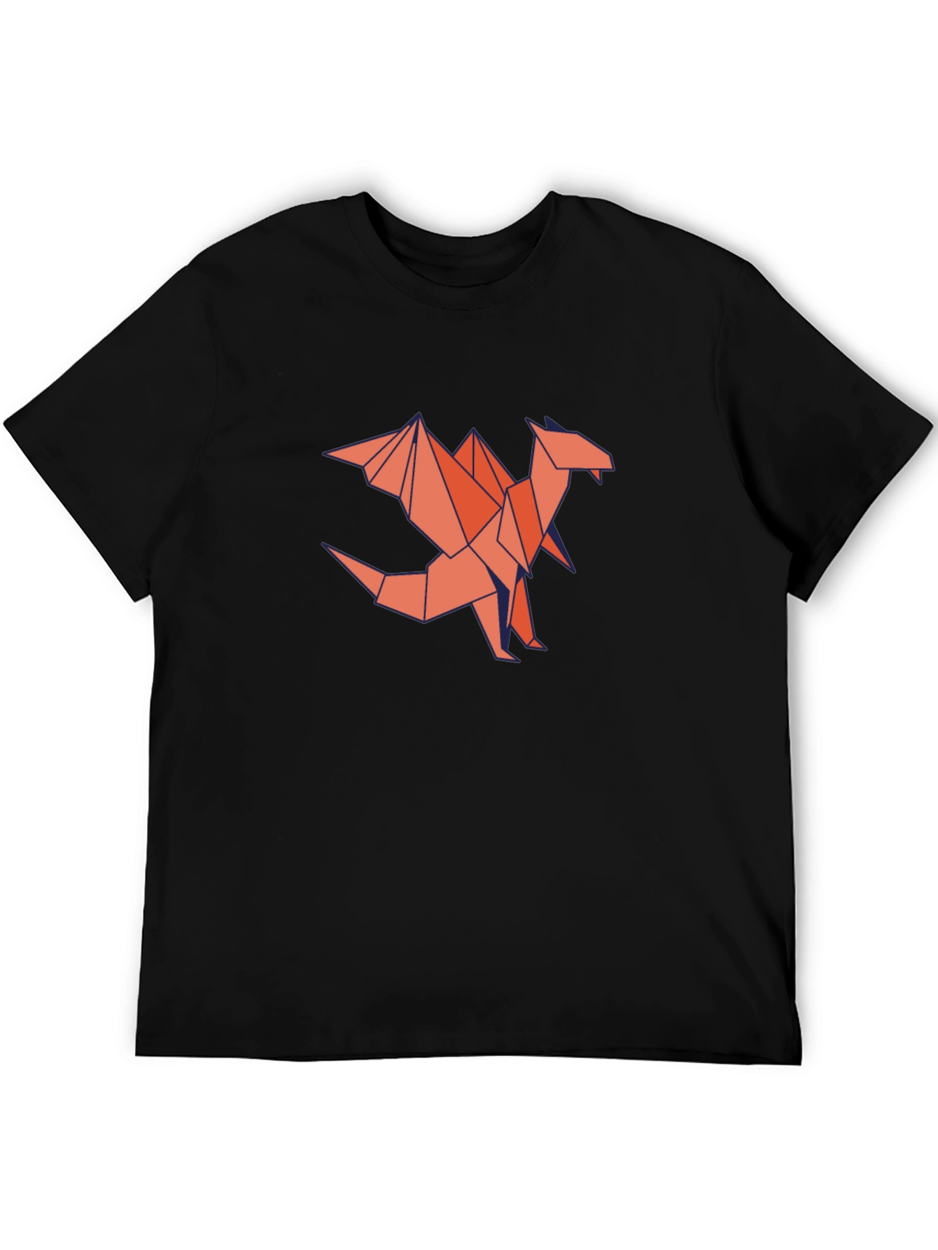 Geometric Dragon Graphic T-Shirt - Black