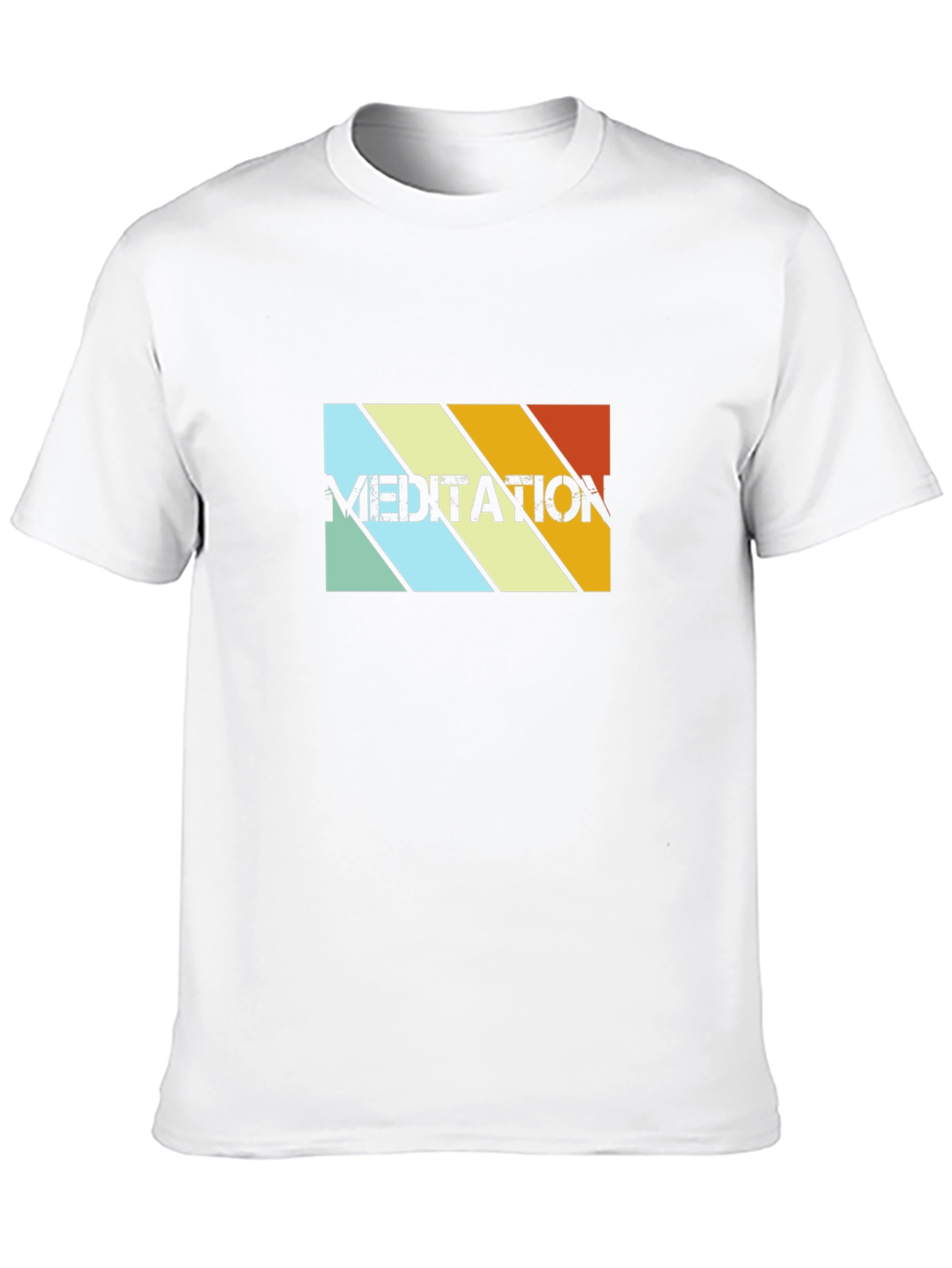 Meditation Retro Striped Graphic Tee - Black