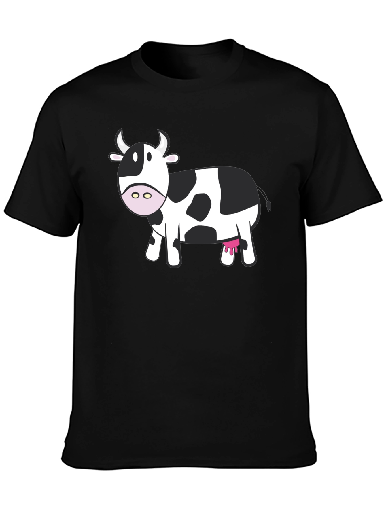 Cow Graphic Tee - Black Cotton Shirt