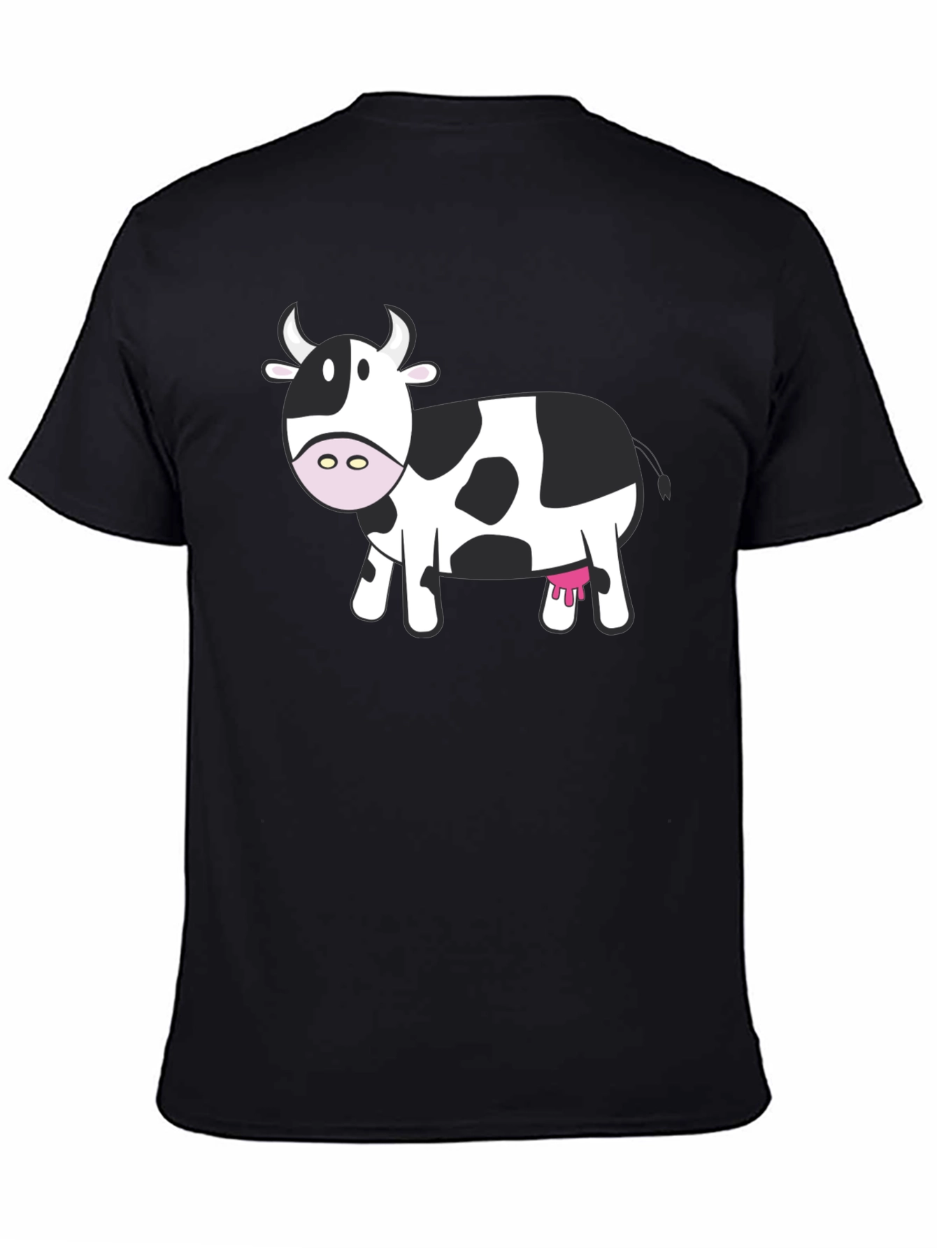 Cow Graphic Tee - Black Cotton Shirt