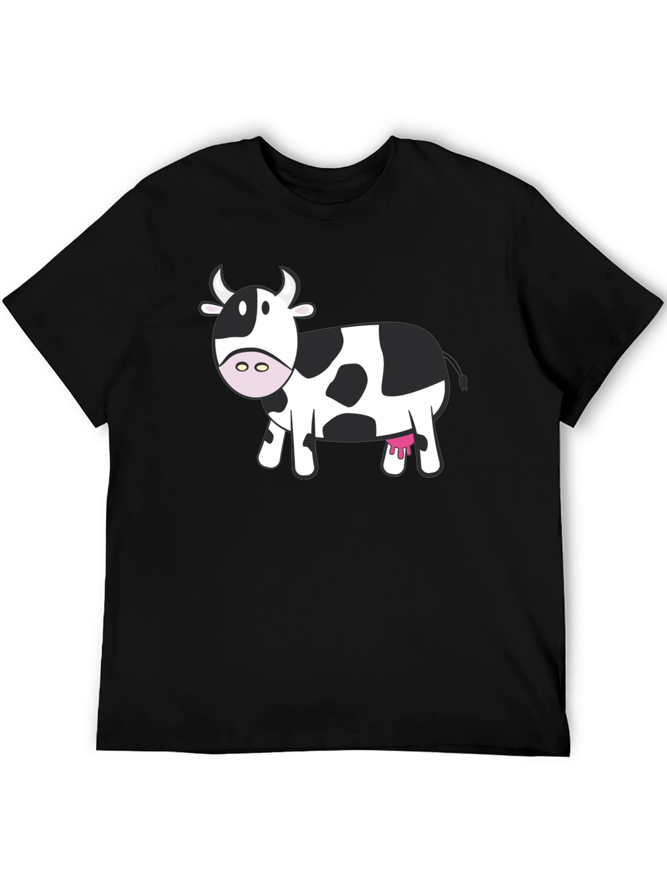 Cow Graphic Tee - Black Cotton Shirt