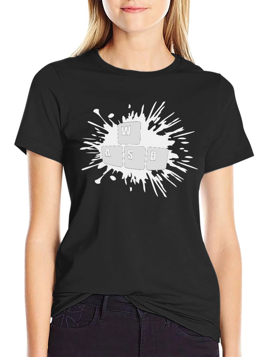 Gamer WASD Keyboard Splash Graphic Black T-Shirt
