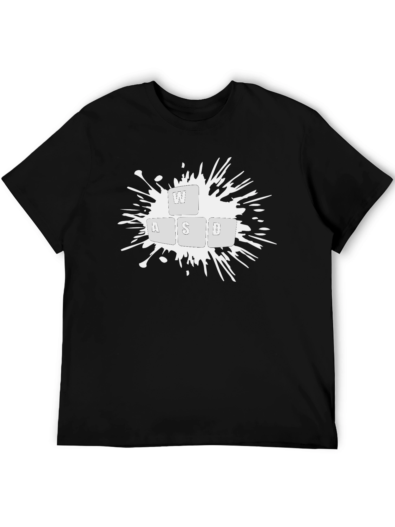 Gamer WASD Keyboard Splash Graphic Black T-Shirt