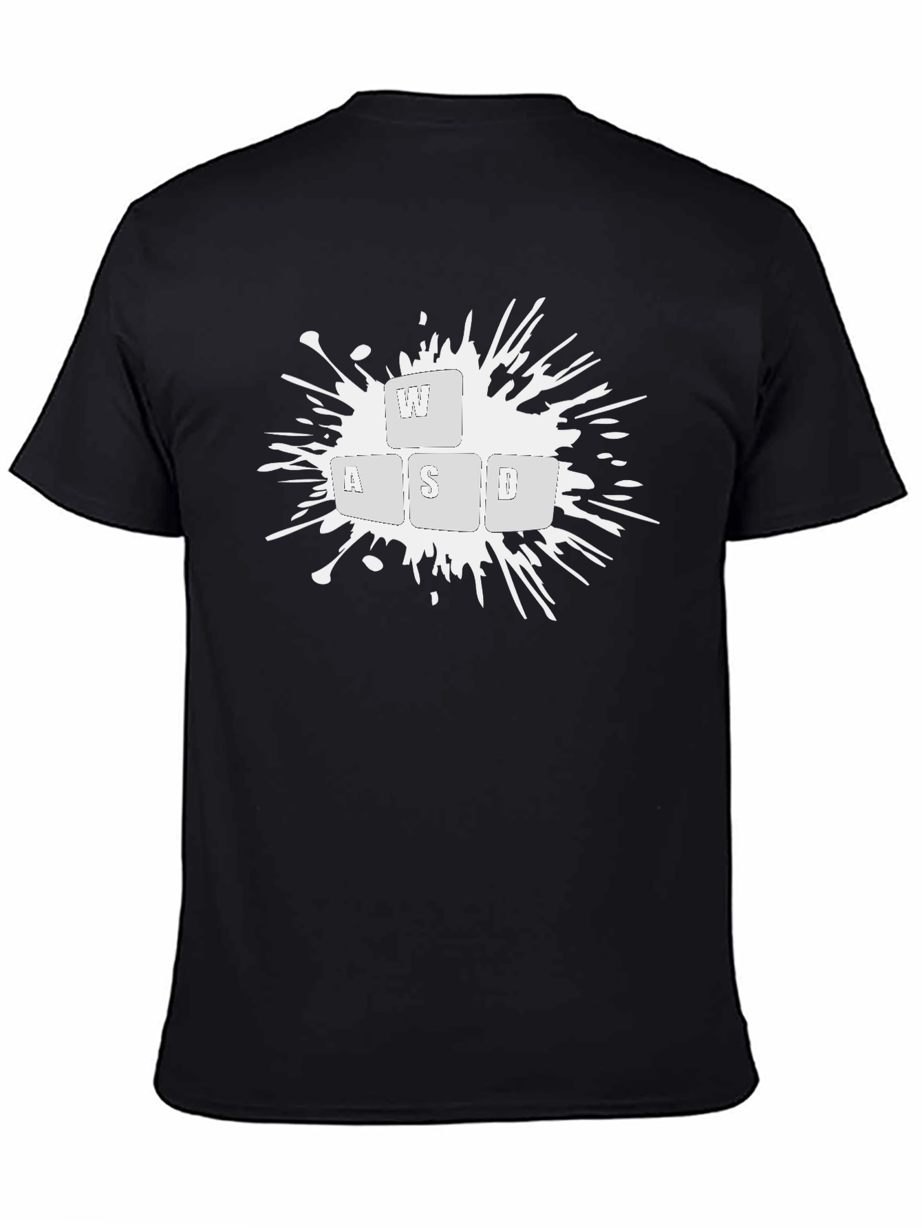 Gamer WASD Keyboard Splash Graphic Black T-Shirt