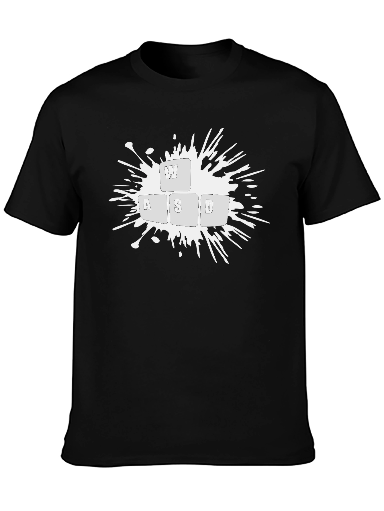 Gamer WASD Keyboard Splash Graphic Black T-Shirt