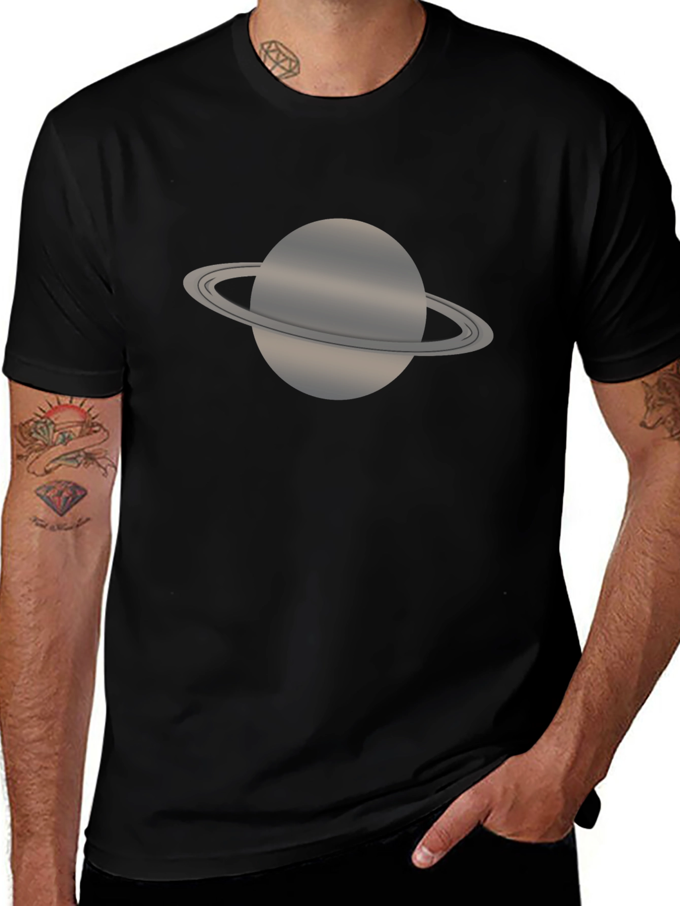 Saturn Graphic T-Shirt - Black Casual Tee