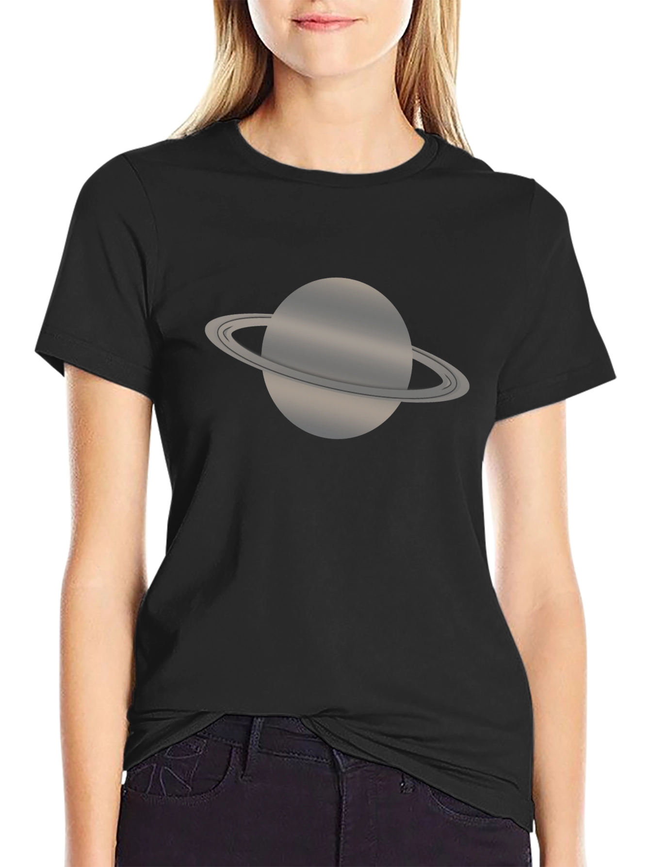 Saturn Graphic T-Shirt - Black Casual Tee