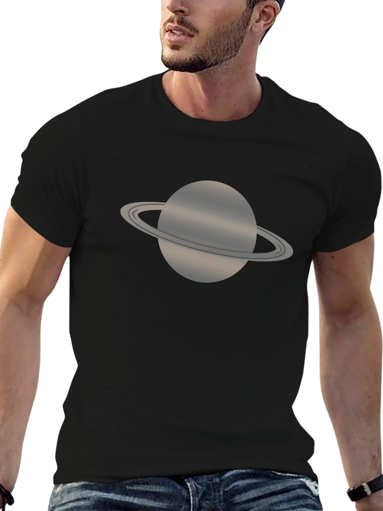 Saturn Graphic T-Shirt - Black Casual Tee