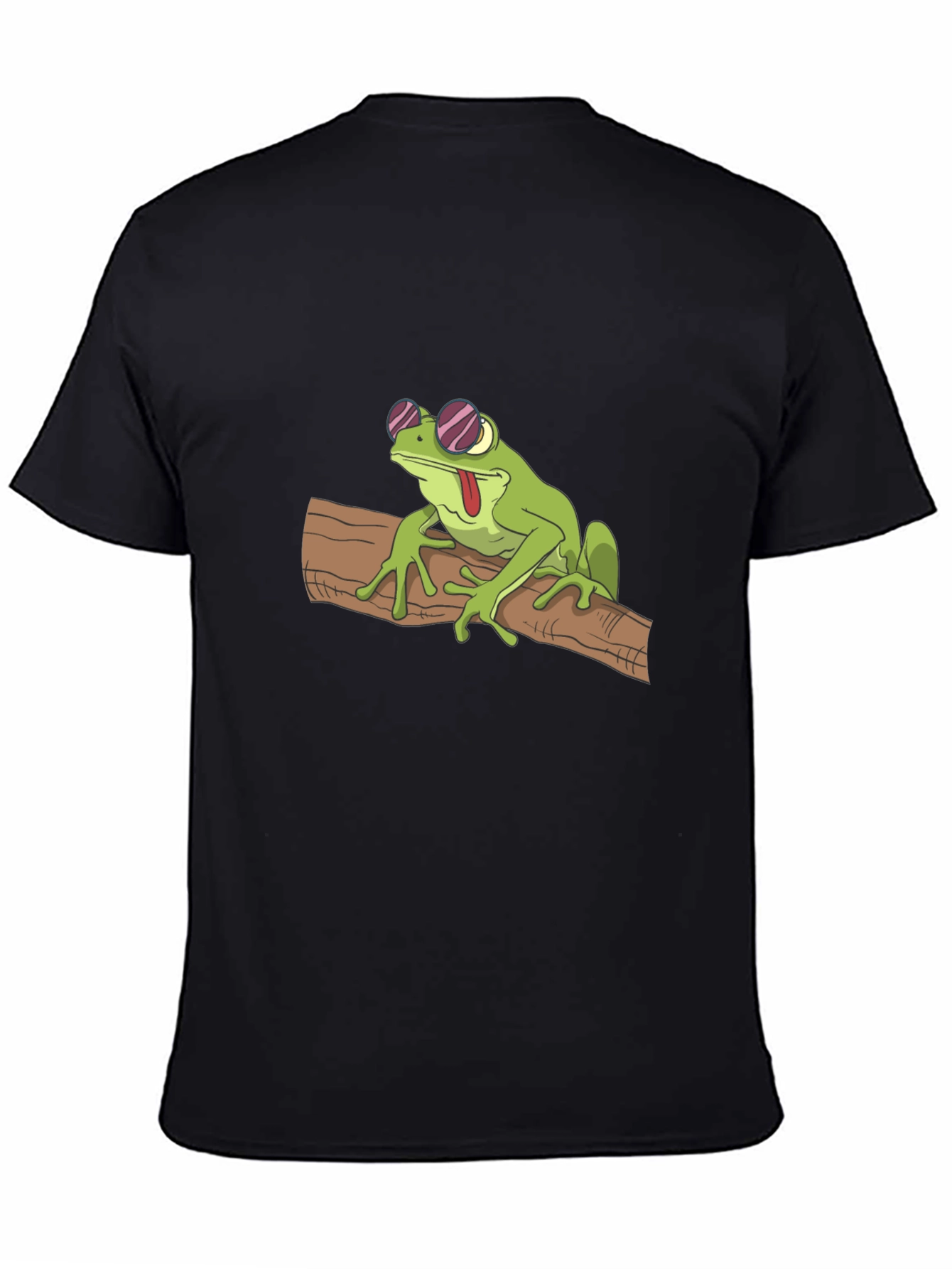 Cool Frog on Branch Black T-Shirt