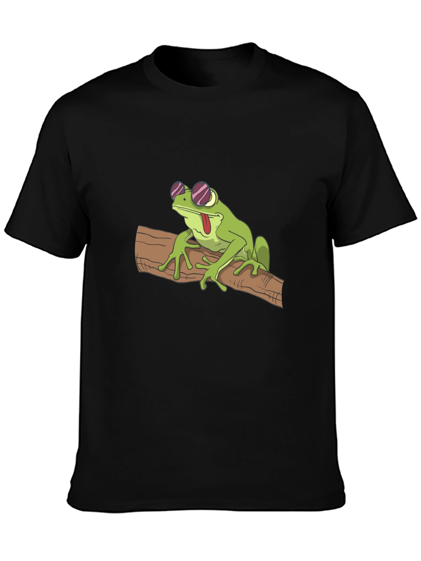 Cool Frog on Branch Black T-Shirt