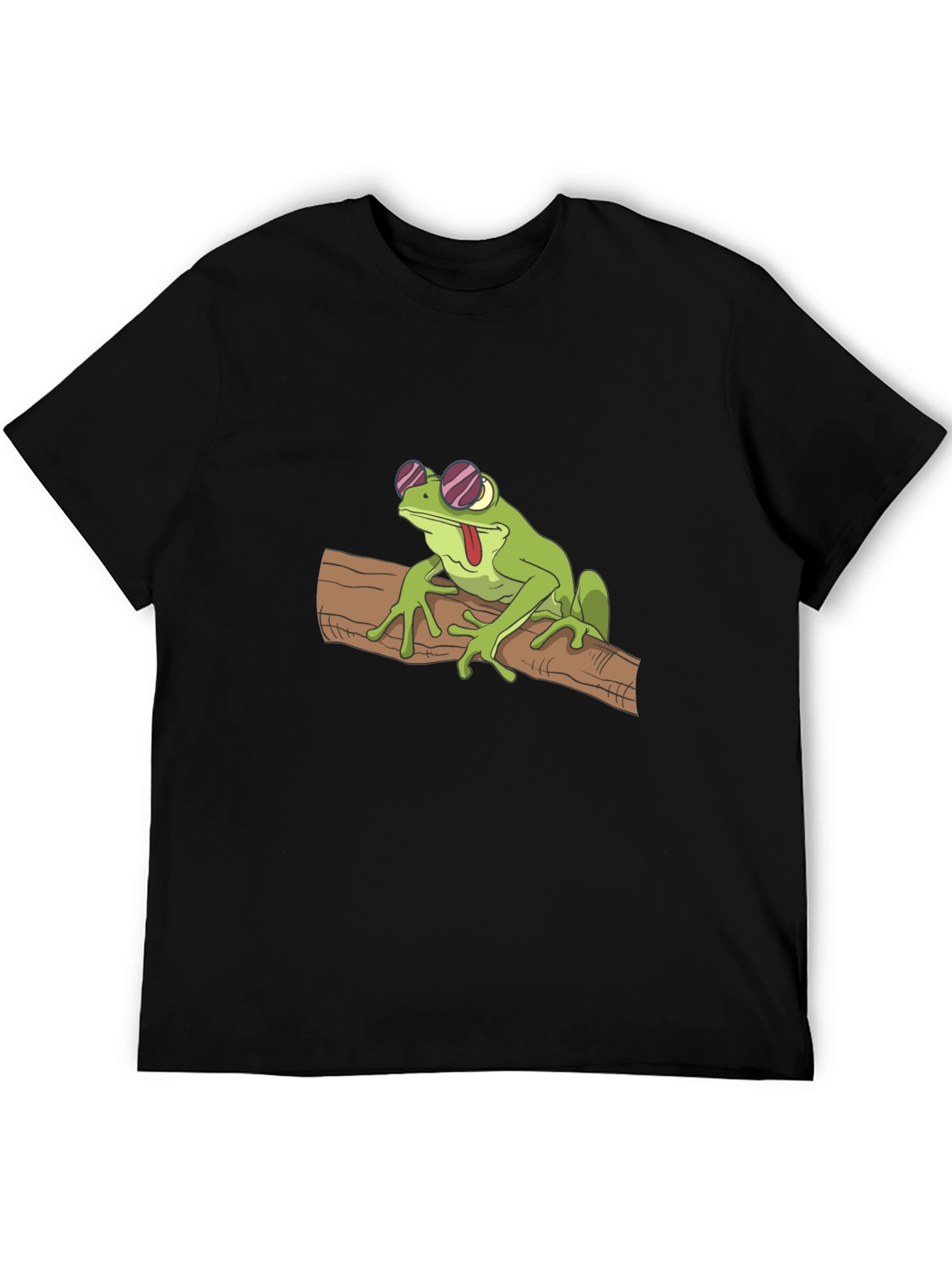 Cool Frog on Branch Black T-Shirt