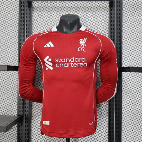 2025-26 Liverpool FC Home Red Long-Sleeve Player Edition Jersey - Men