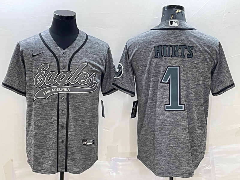 Men's Philadelphia Eagles Jalen Hurts #1 Gray Player Jerseys Joint Edition