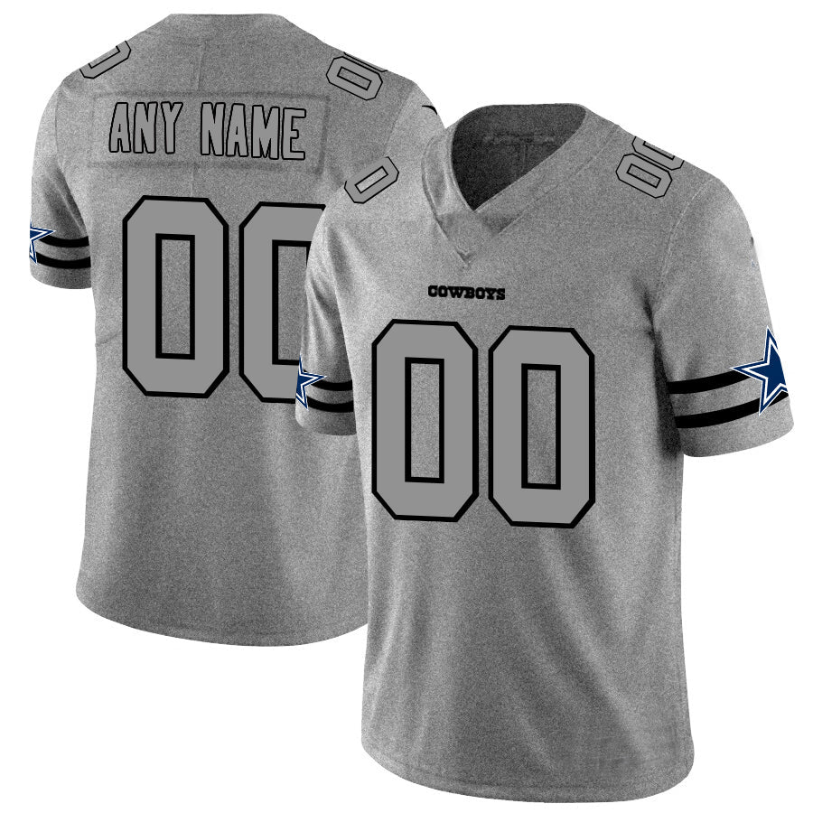 Custom1 Dallas Cowboys 2019 Gray Gridiron Gray Vapor Untouchable Limited Jerseys Stitched Jerseys Football Jerseys