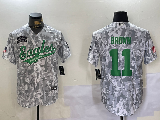 Men's Philadelphia Eagles A.J. Brown #11 Arctic Camo 2024 Salute to Service Player Jerseys