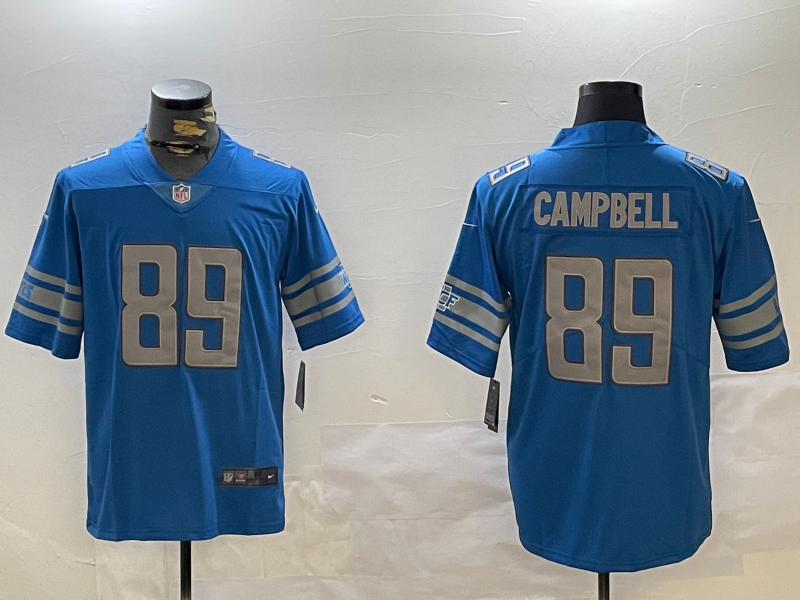 Men's Detroit Lions Dan Campbell #89 Blue Game Jerseys