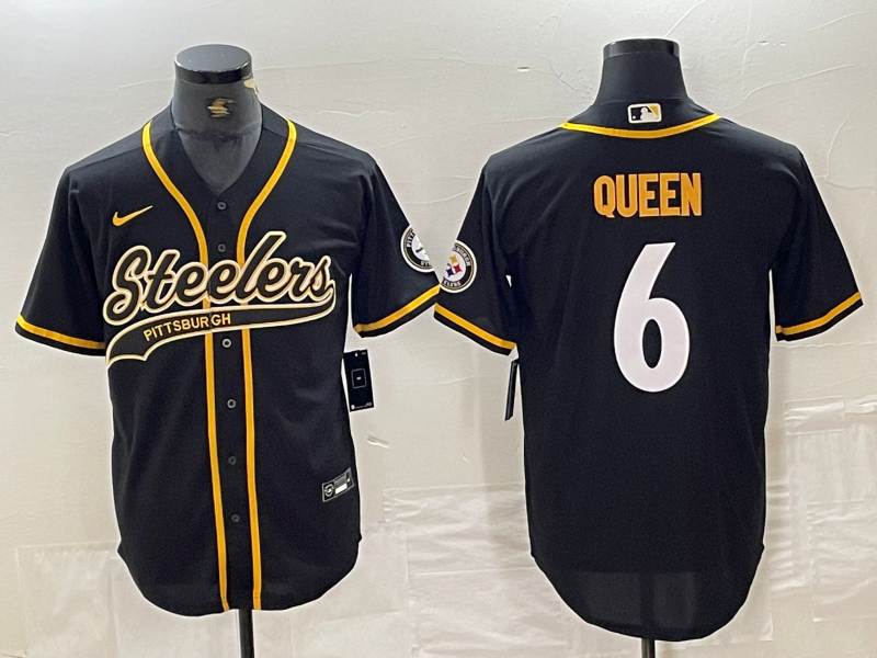 Men's Pittsburgh Steelers Patrick Queen #6 Black Player Jerseys Joint Edition