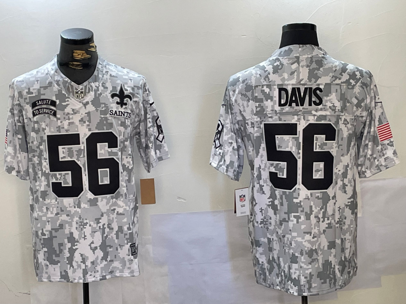 Men's New Orleans Saints Demario Davis #56 Arctic Camo 2024 Salute to Service Limited Jerseys