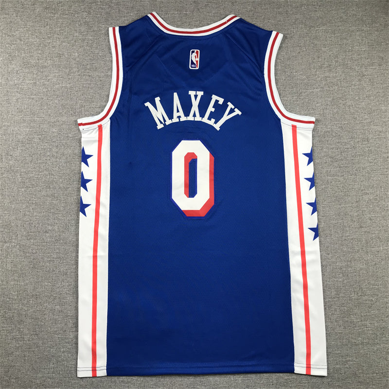 Men's Philadelphia 76ers Tyrese Maxey Blue 2020/21 Fast Break Replica Jerseys