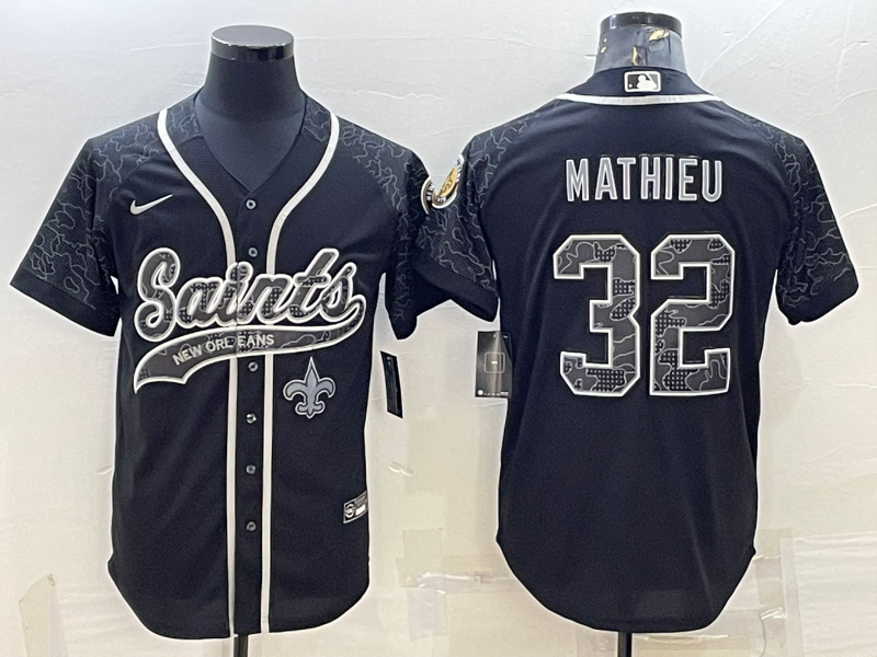 Men's New Orleans Saints Tyrann Mathieu #32 Black RFLCTV Limited Jerseys Joint Edition
