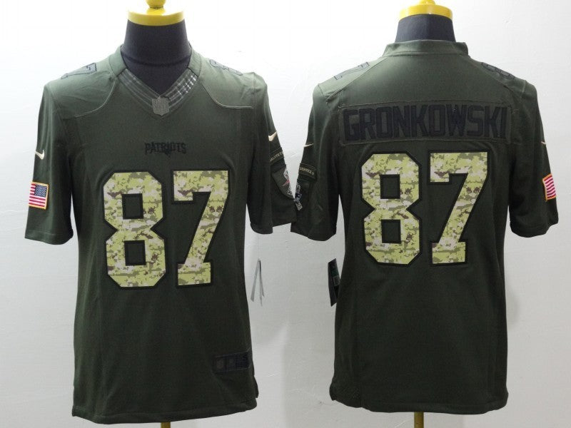 Men's New England Patriots Rob Gronkowski #87 Army Green Game Jerseys