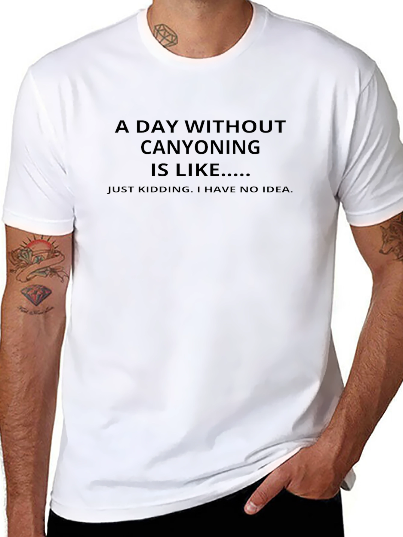 Canyoning Humor Tee - Black Graphic T-Shirt