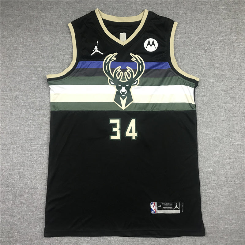 Men's Milwaukee Bucks Giannis Antetokounmpo #34 Black Replica Player Jerseys