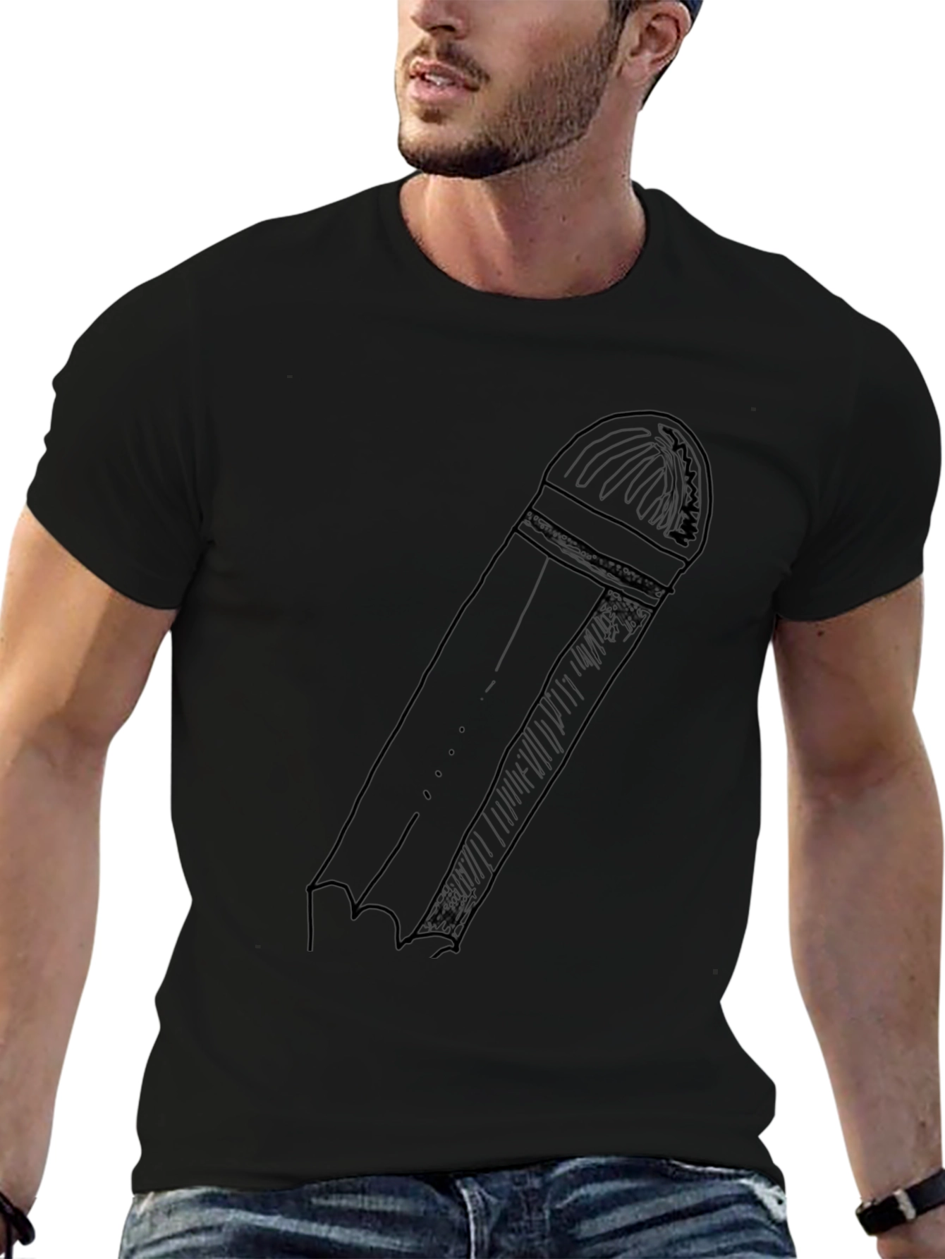Pencil Graphic Black T-Shirt - Casual Style