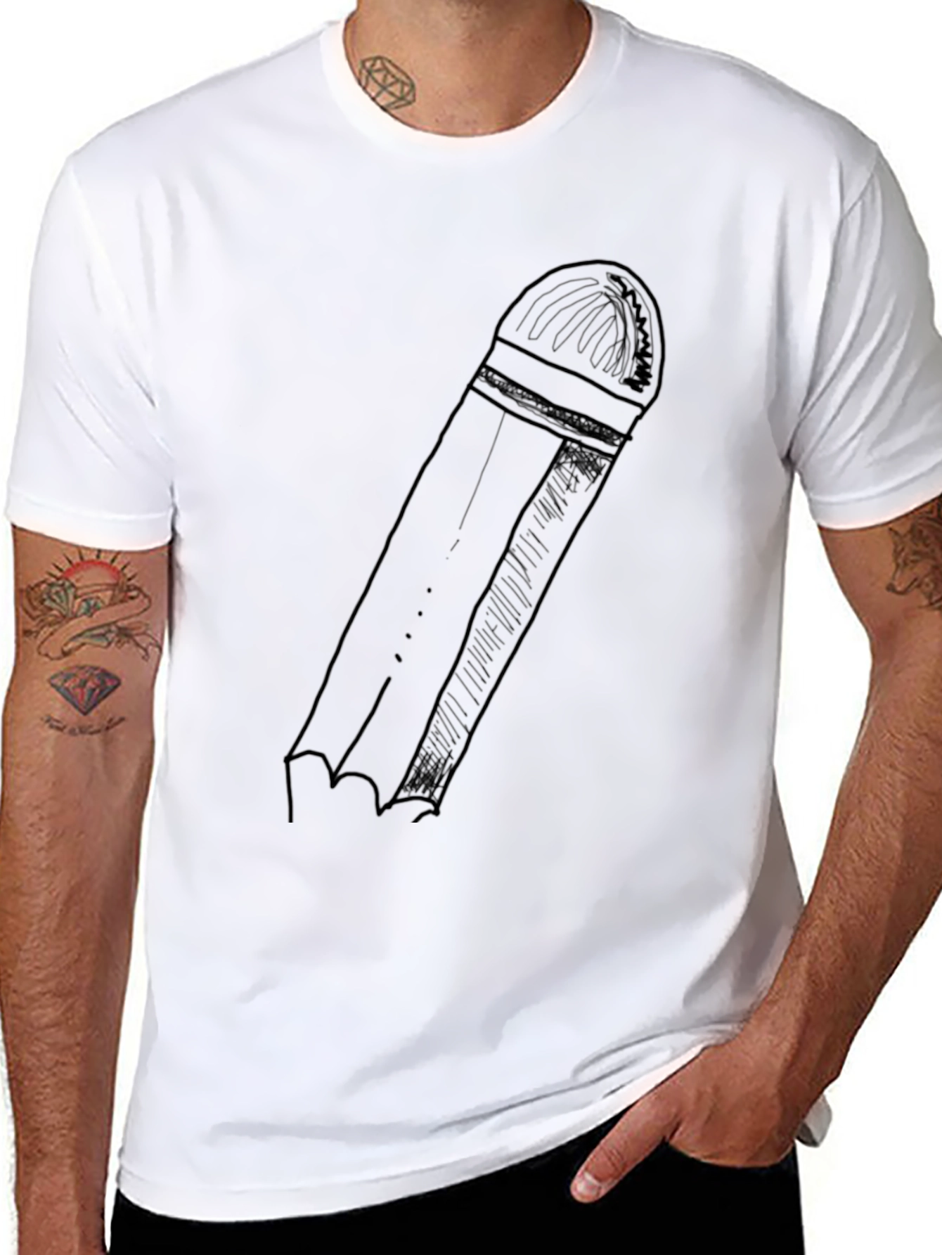 Pencil Graphic Black T-Shirt - Casual Style