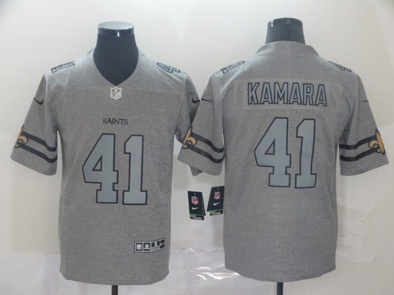 Men's New Orleans Saints Alvin Kamara #41 Gray Game Jerseys