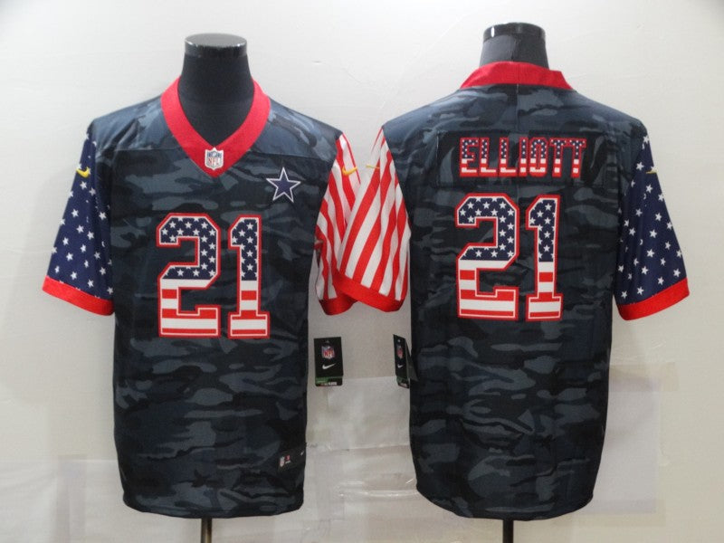 Men's Dallas Cowboys Ezekiel Elliott #21 Gray Camouflage Game Player Jerseys