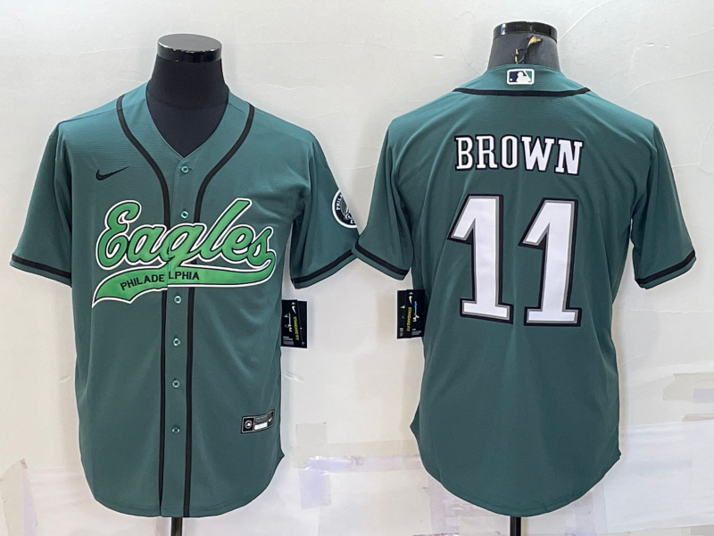 Men's Philadelphia Eagles A.J. Brown #11 Midnight Green Game Jerseys Joint Edition