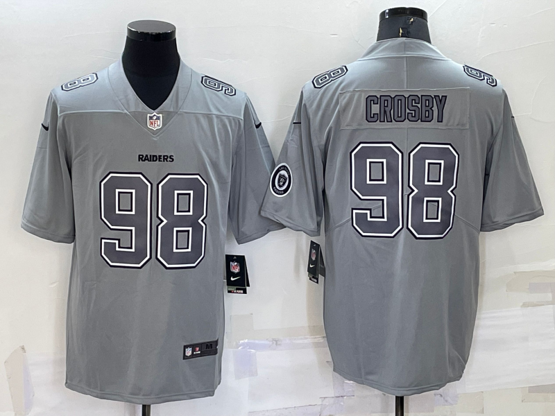 Men's Las Vegas Raiders Maxx Crosby #98 Gray Atmosphere Fashion Game Jerseys