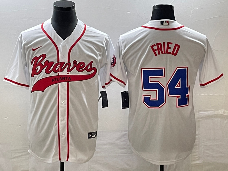 Men's Atlanta Braves Max Fried #54 White Replica Player Jerseys Joint Edition