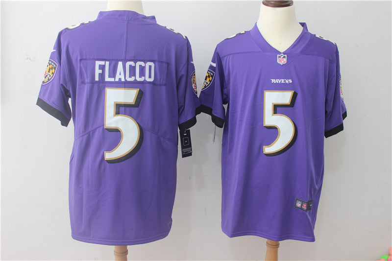 Men's Baltimore Ravens Joe Flacco #5 Purple Game Jerseys