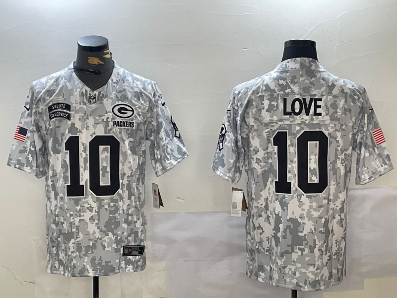 Men's Green Bay Packers Jordan Love #10 Arctic Camo 2024 Salute to Service Limited Jerseys