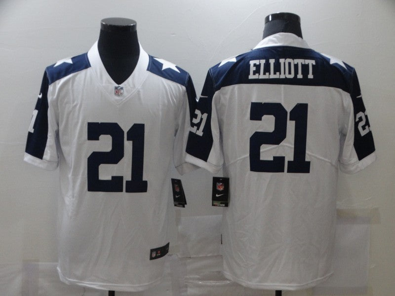 Men's Dallas Cowboys #21 Ezekiel Elliott White Game Jerseys