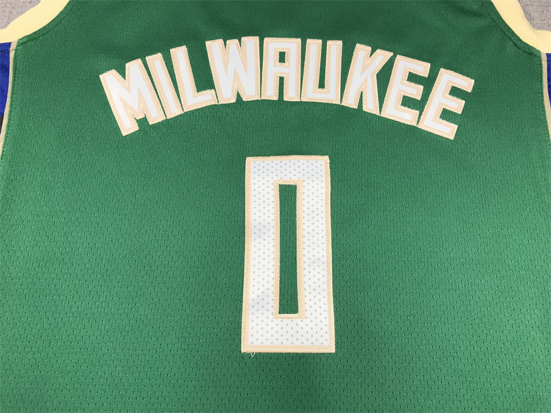 Men's Milwaukee Bucks Damian Lillard #0 Hunter Green Fast Break Player Jerseys - Icon Edition