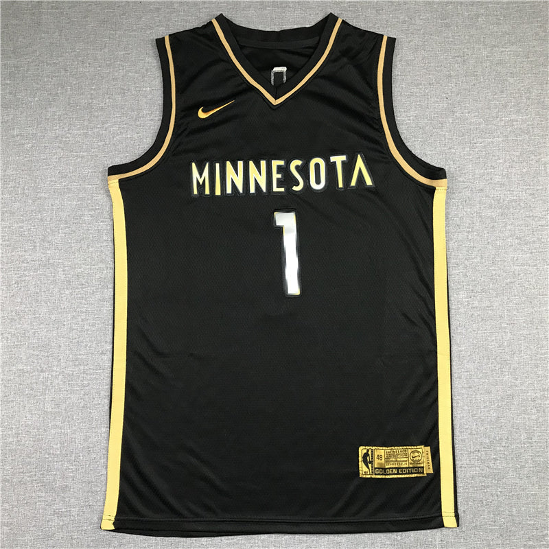 Men's Minnesota Timberwolves Anthony Edwards #1 Black Swingman Jerseys