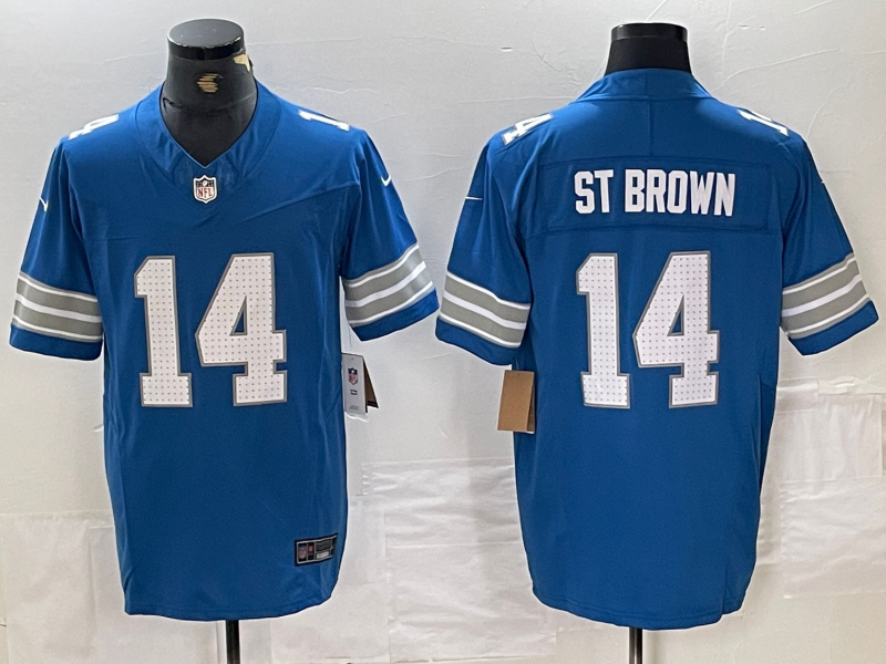 Men's Detroit Lions Amon-Ra St. Brown #14 Blue Vapor F.U.S.E. Limited Jerseys