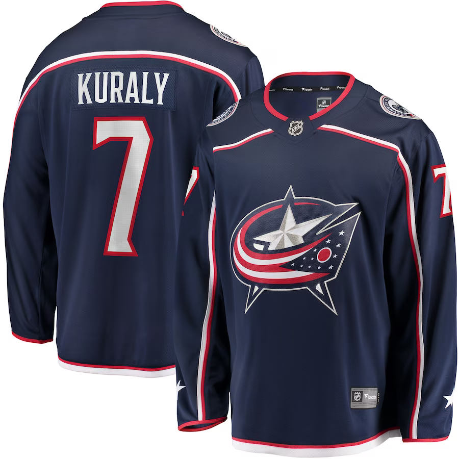 Men's Columbus Blue Jackets Sean Kuraly #7 Navy Home Breakaway Player Jerseys