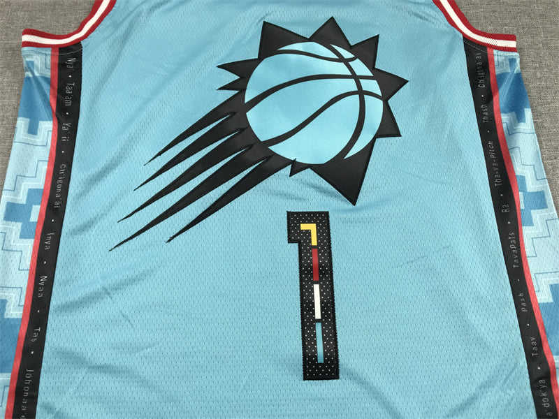 Men's Phoenix Suns Devin Booker #1 Turquoise 2022/23 Swingman Jerseys - City Edition