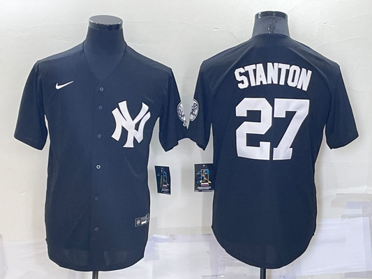 Men's New York Yankees Giancarlo Stanton #27 Black Replica Baseball Jerseys