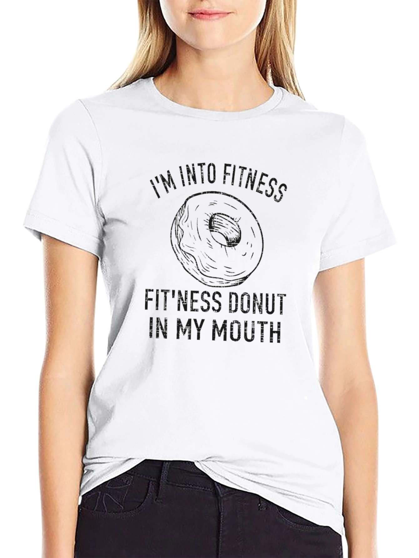 Donut Fitness Graphic T-Shirt - Black Casual Tee