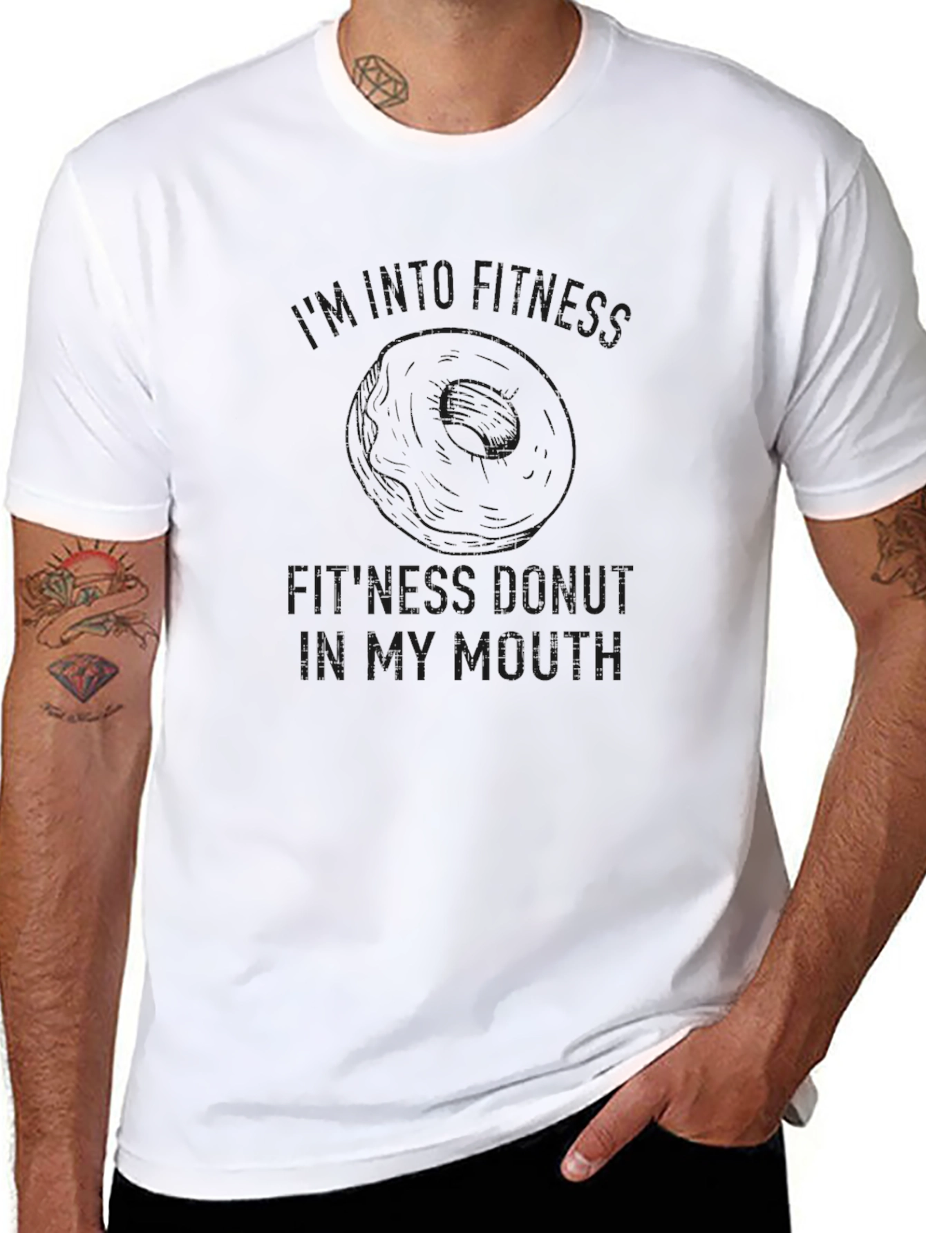 Donut Fitness Graphic T-Shirt - Black Casual Tee