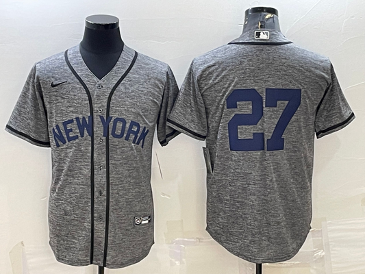 Men's New York Yankees Giancarlo Stanton #27 Gray Replica Team Name Jerseys