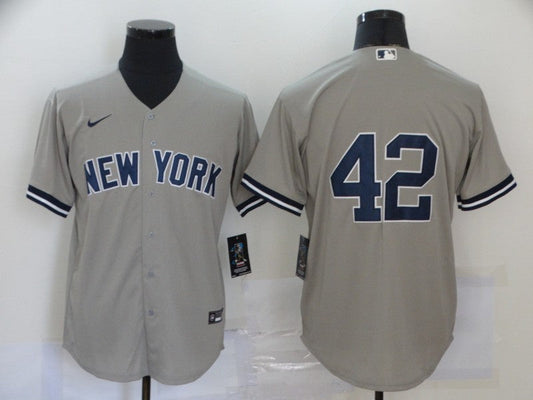 Men's New York Yankees Mariano Rivera #42 Gray Replica Player Name Jerseys