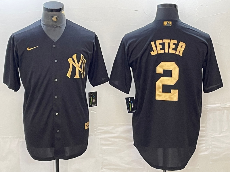 Men's New York Yankees Derek Jeter #2 Black Limited Player Jerseys